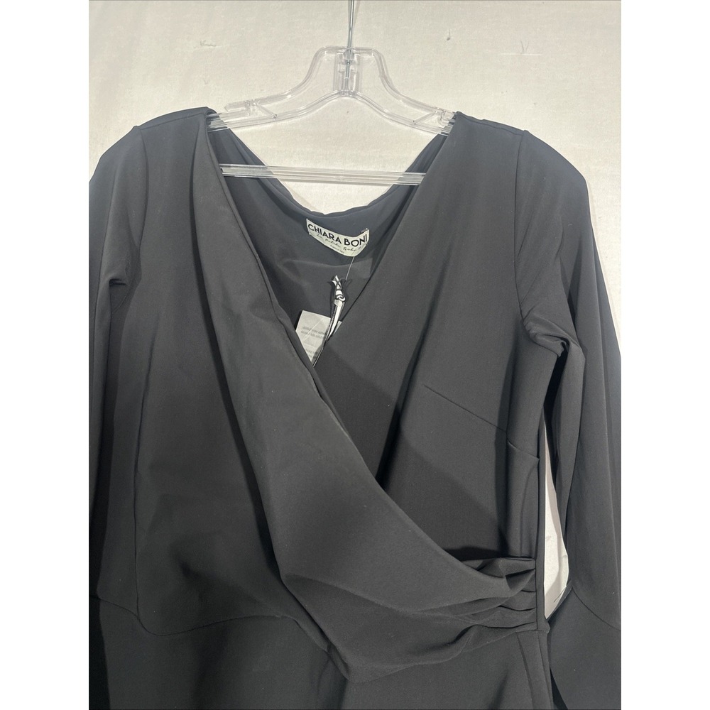 NWT $995 Chiara Boni La Petite Robe [ 52/ 16 ] Zalfa Ruched Gown in Black Q1257 - Picture 12 of 16